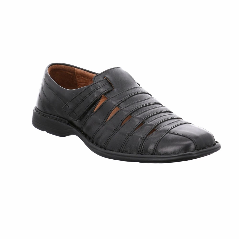 Black Josef Seibel Steven Men's Sandals | VWIM84016