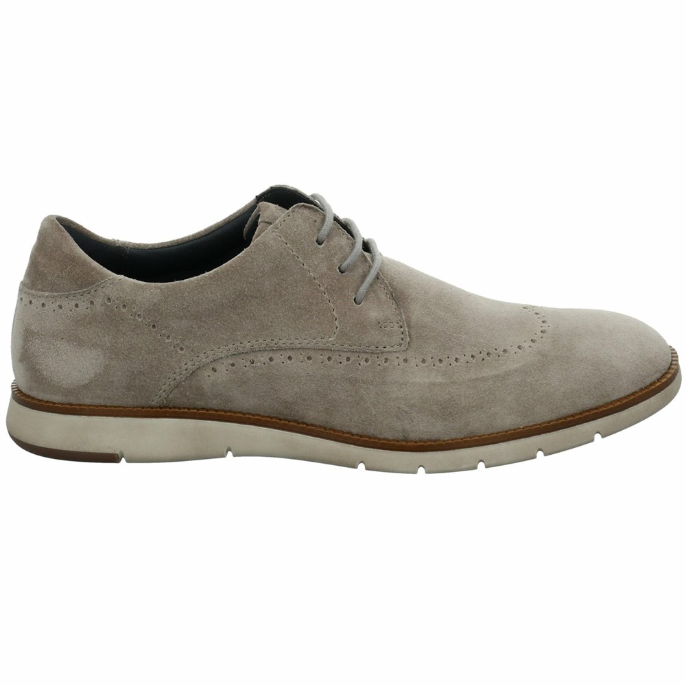 Grey Brown Josef Seibel Tyler 33 Suede Men's Lace Up Shoes | DNSH74216